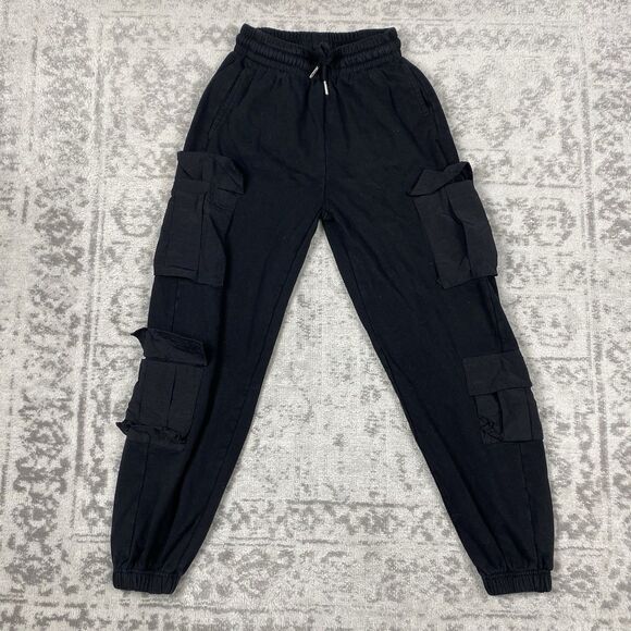 Garage Joggers Black Cargo Pockets Outdoor Cotton Blend Y2k Women’s Size XS - Picture 1 of 5